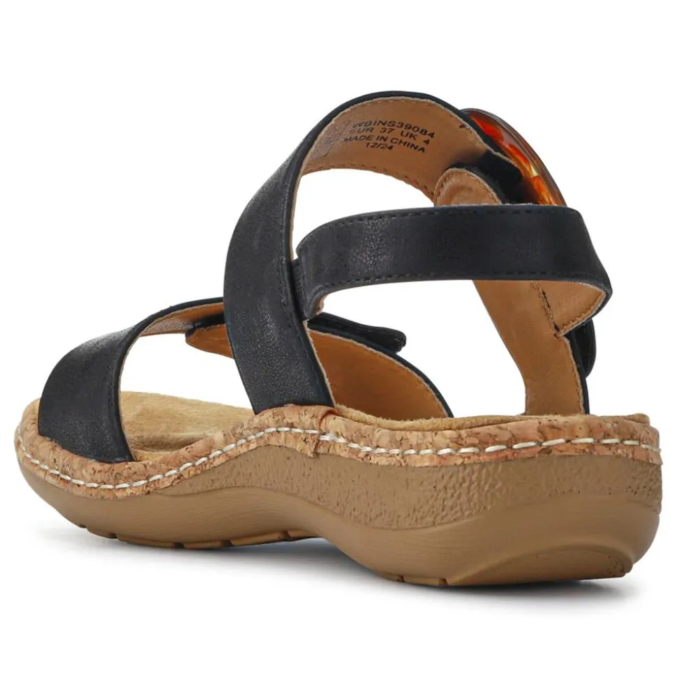 Adjustable Buckle Detail Comfort Sandals - Black