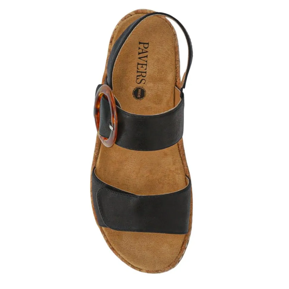 Adjustable Buckle Detail Comfort Sandals - Black