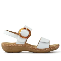 Adjustable Buckle Detail Comfort Sandals - White