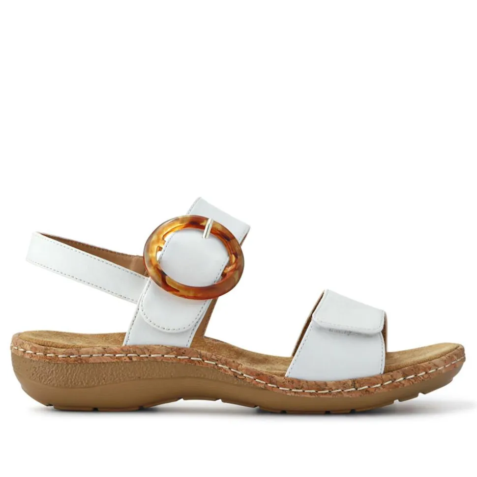 Adjustable Buckle Detail Comfort Sandals - White