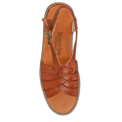 Adjustable-Buckled Leather Sandals - Brown