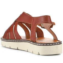 Adjustable-Buckled Leather Sandals - Brown