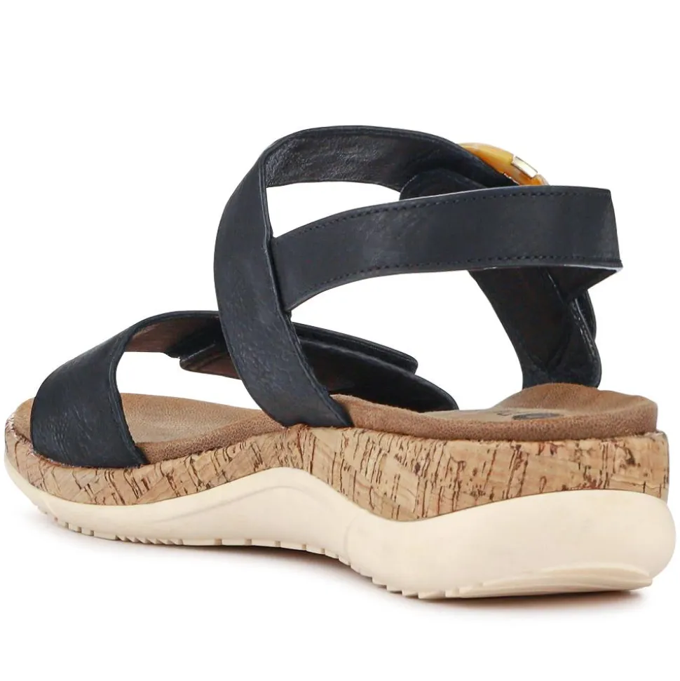 Adjustable Buckle Slingback Comfort Sandals - Black