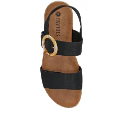 Adjustable Buckle Slingback Comfort Sandals - Black