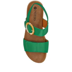 Adjustable Buckle Slingback Comfort Sandals - Green