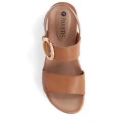 Adjustable Buckle Slingback Comfort Sandals - Tan