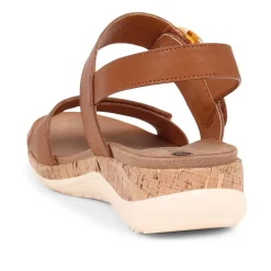 Adjustable Buckle Slingback Comfort Sandals - Tan