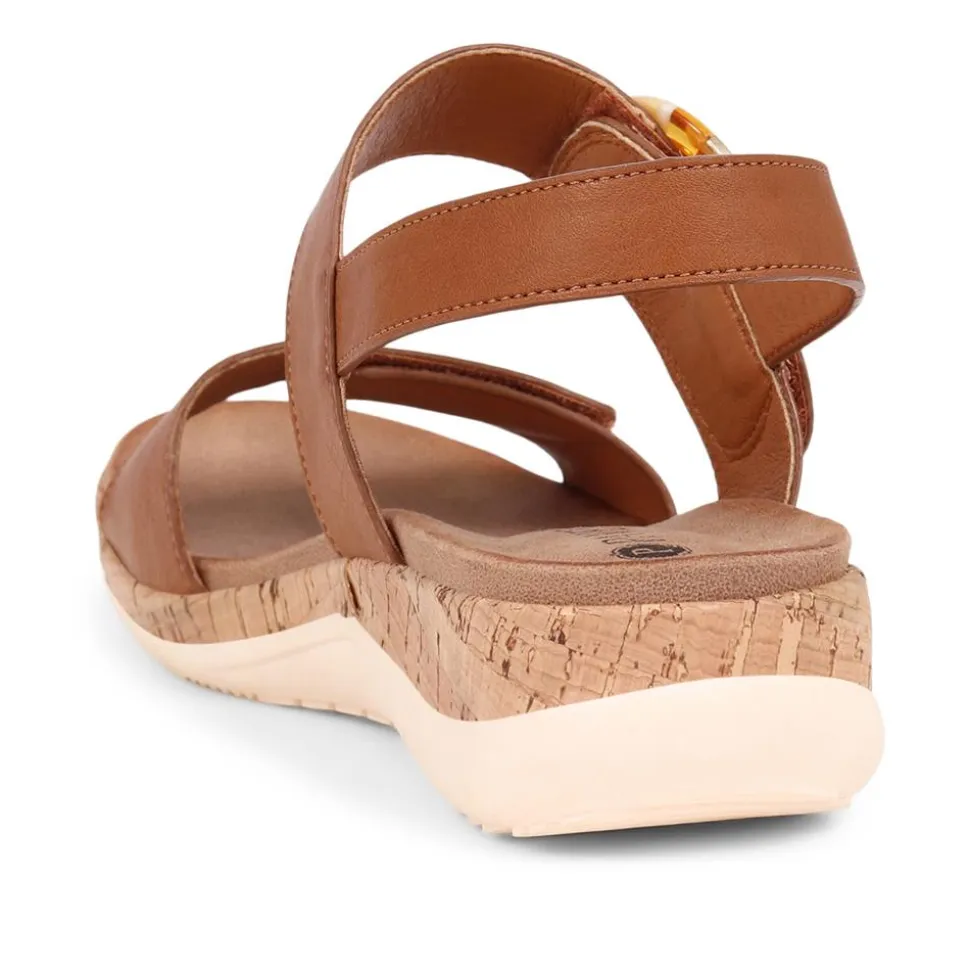 Adjustable Buckle Slingback Comfort Sandals - Tan