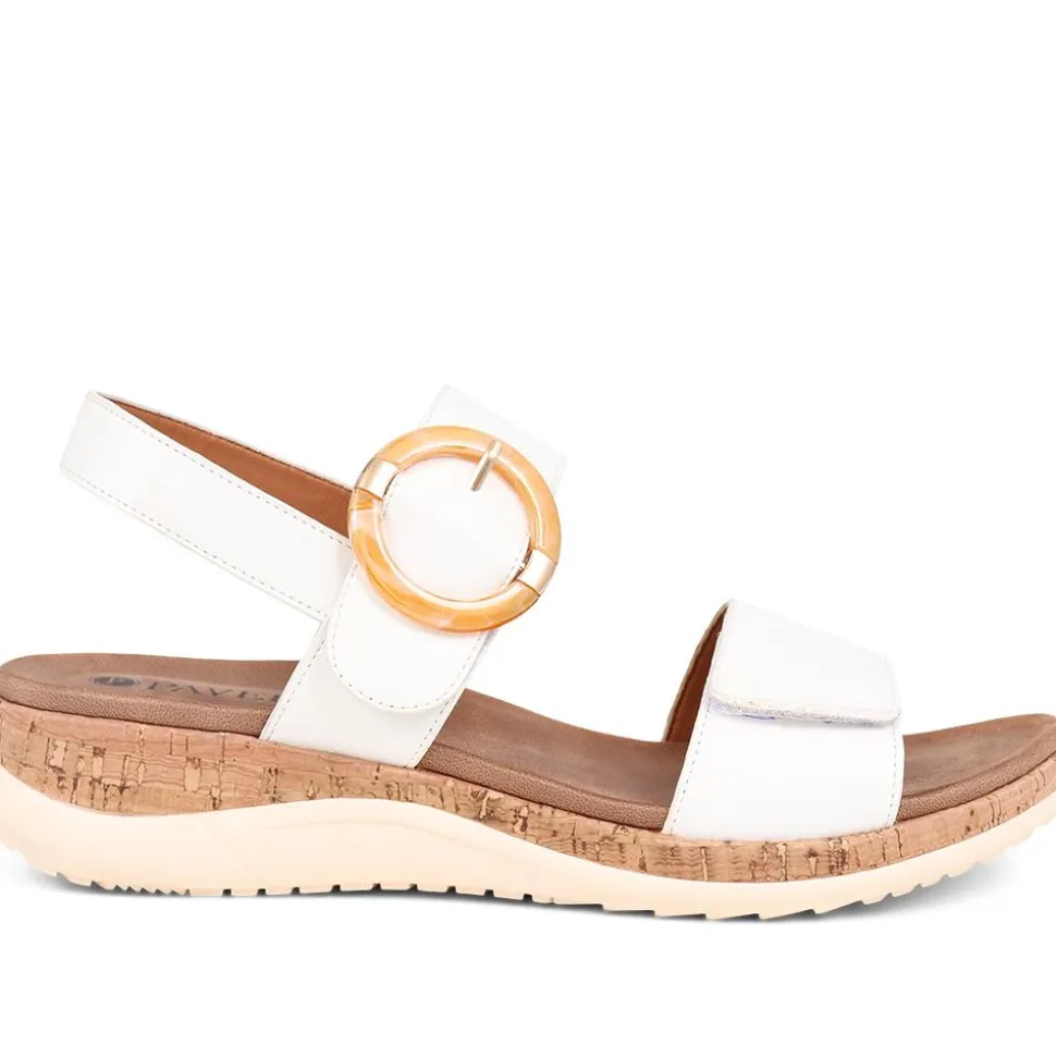 Adjustable Buckle Slingback Comfort Sandals - White