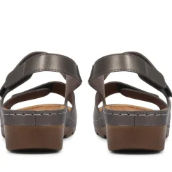 Adjustable Cushioned Sandals - Pewter