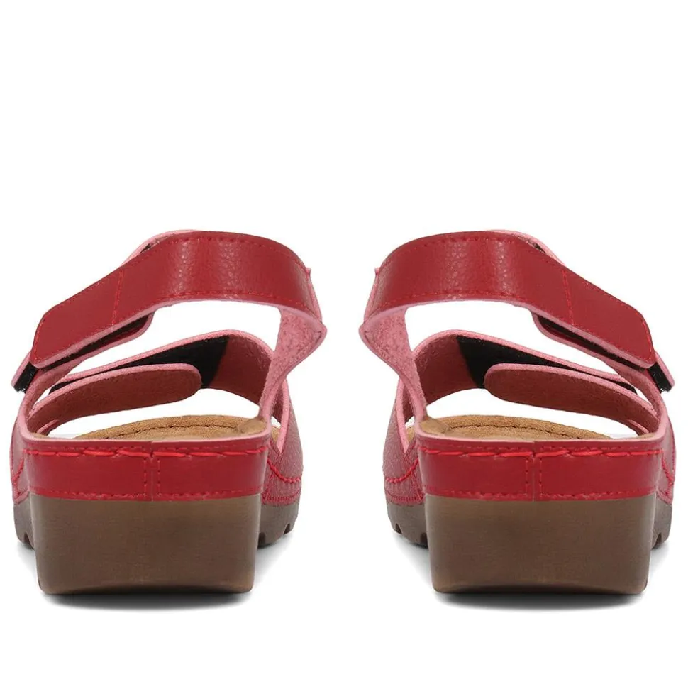 Adjustable Cushioned Sandals - Red