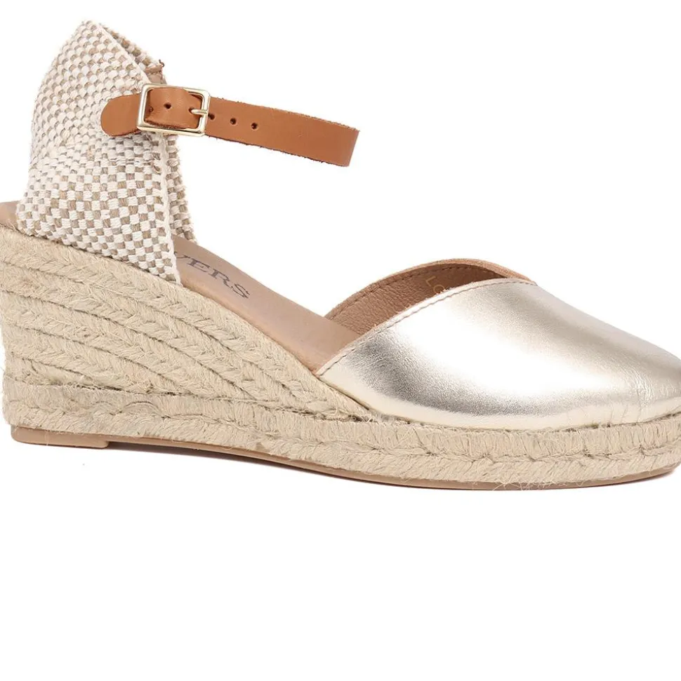 Adjustable Espadrille Sandals - Gold