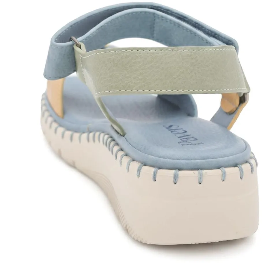 Adjustable Fastening Cushioning Sandals - Blue Multi