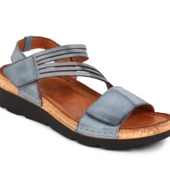 Adjustable Fasten Leather Sandals - Denim