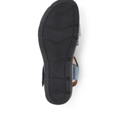Adjustable Fasten Leather Sandals - Denim