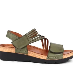 Adjustable Fasten Leather Sandals - Olive