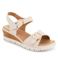 Adjustable Fit Cushioned Sandals - Beige