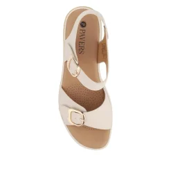 Adjustable Fit Cushioned Sandals - Beige