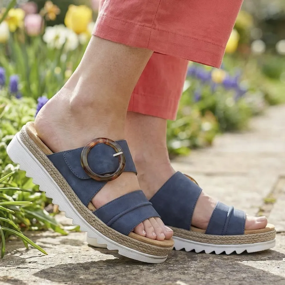 Adjustable-Fitting Mules - Navy