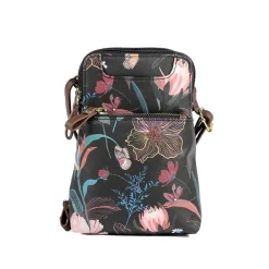 Adjustable Floral Cross-Body Bag - Black Floral