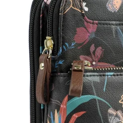 Adjustable Floral Cross-Body Bag - Black Floral