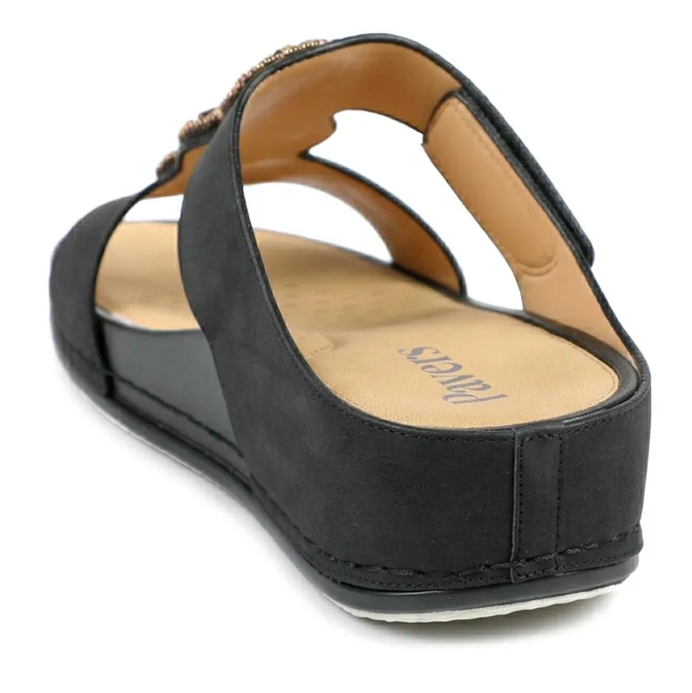 Adjustable Jewelled Strappy Sandals - Black