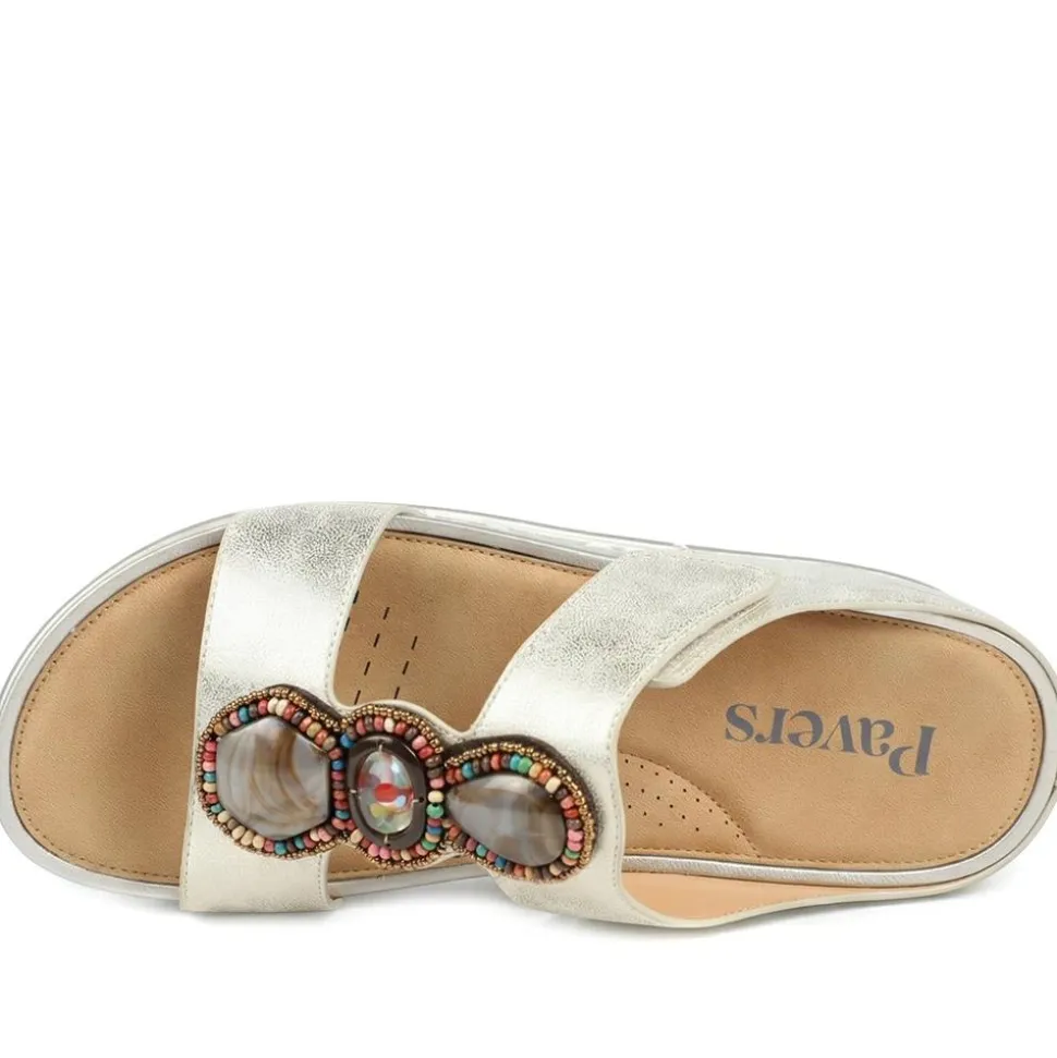 Adjustable Jewelled Strappy Sandals - Gold