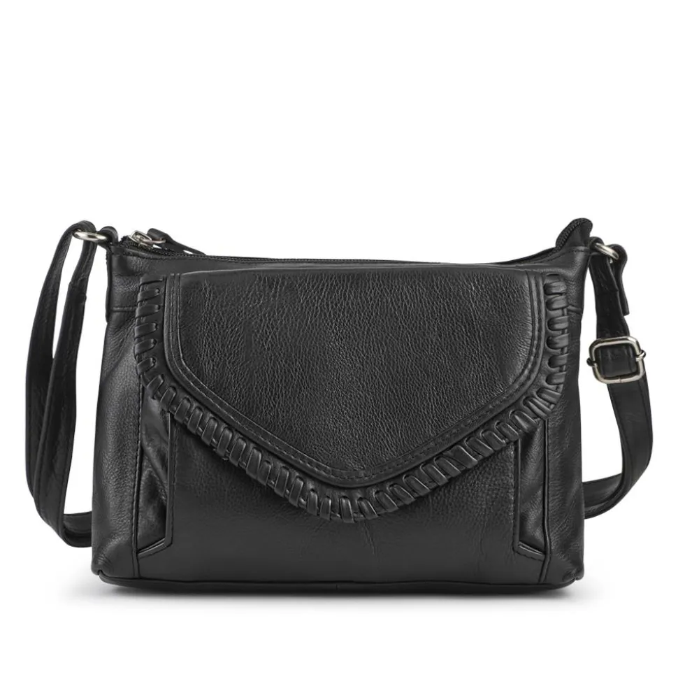 Adjustable Leather Cross Body Bag - Black