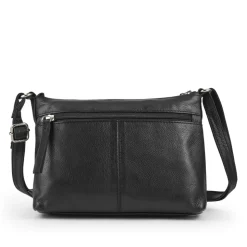 Adjustable Leather Cross Body Bag - Black