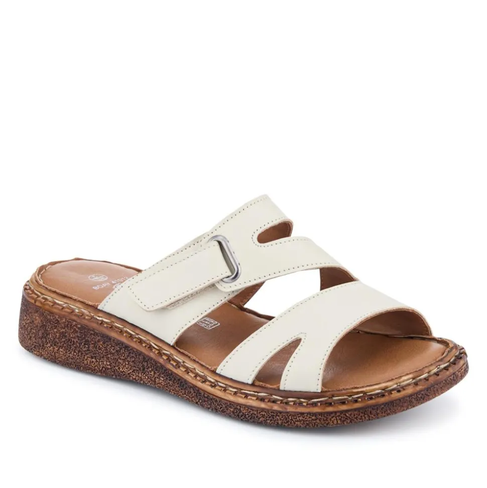 Adjustable Leather Mules - Beige