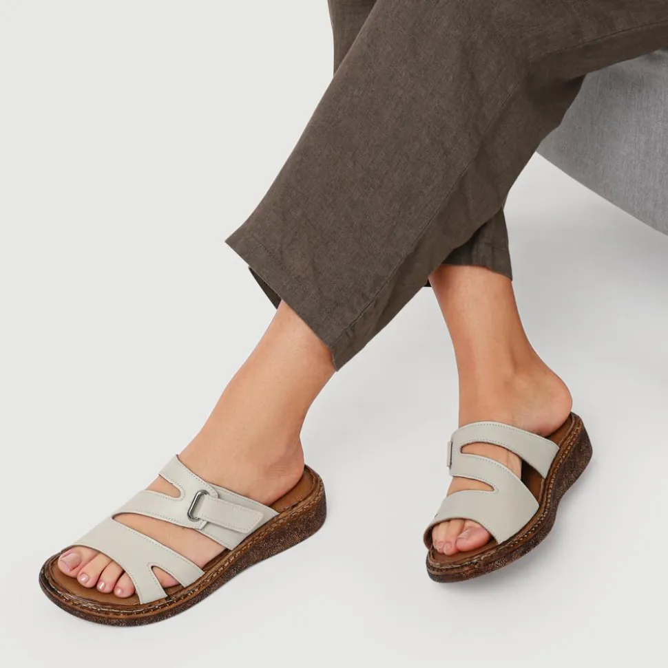 Adjustable Leather Mules - Beige