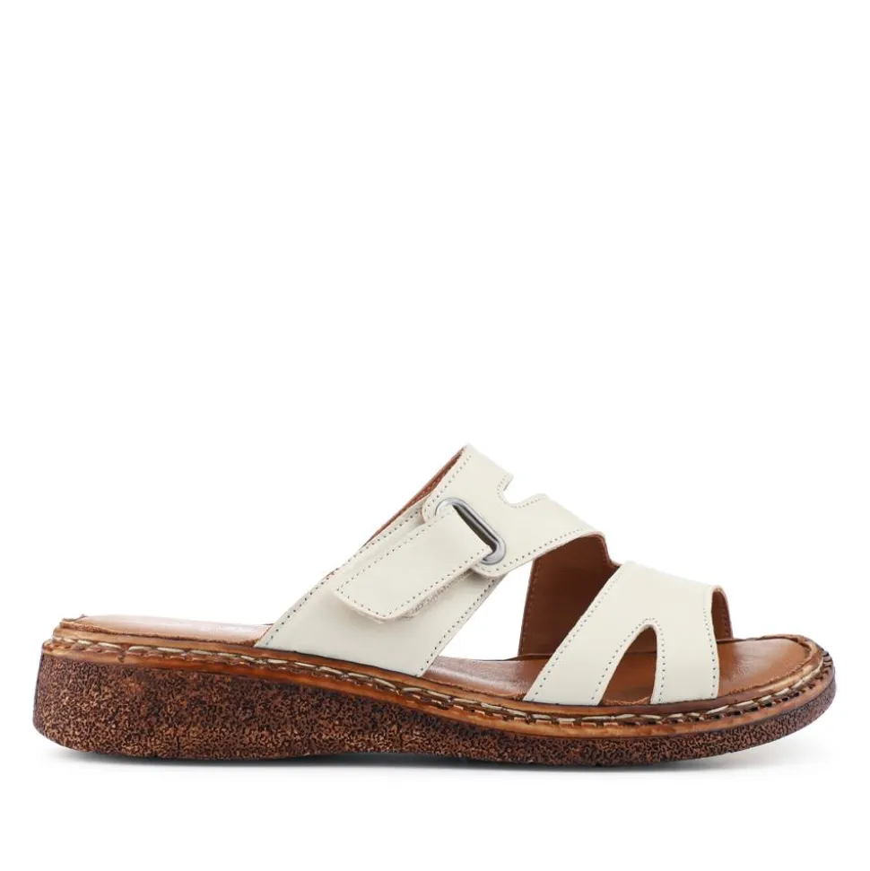 Adjustable Leather Mules - Beige