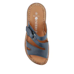 Adjustable Leather Mules - Navy