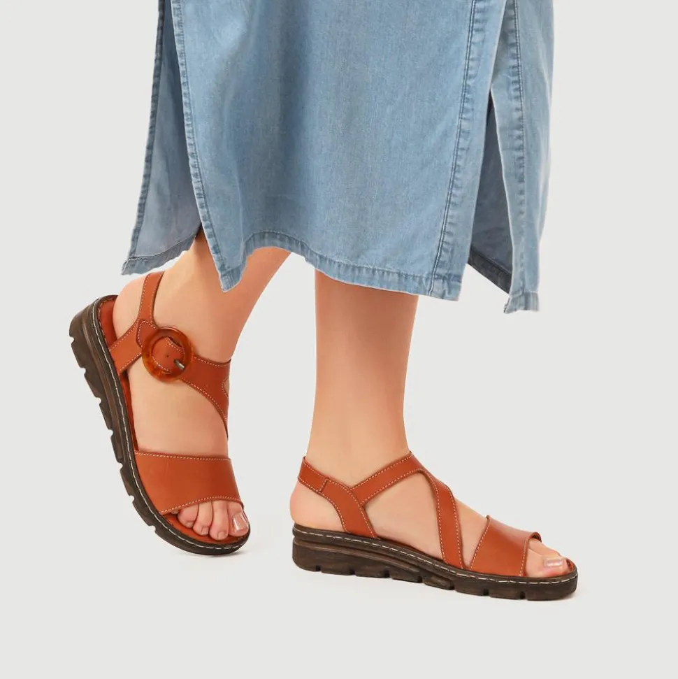 Adjustable Leather Sandals - Tan