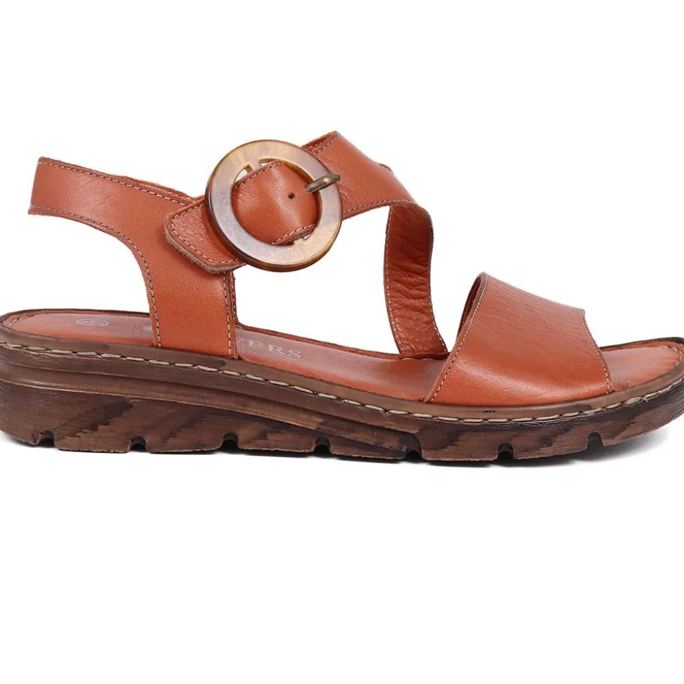 Adjustable Leather Sandals - Tan