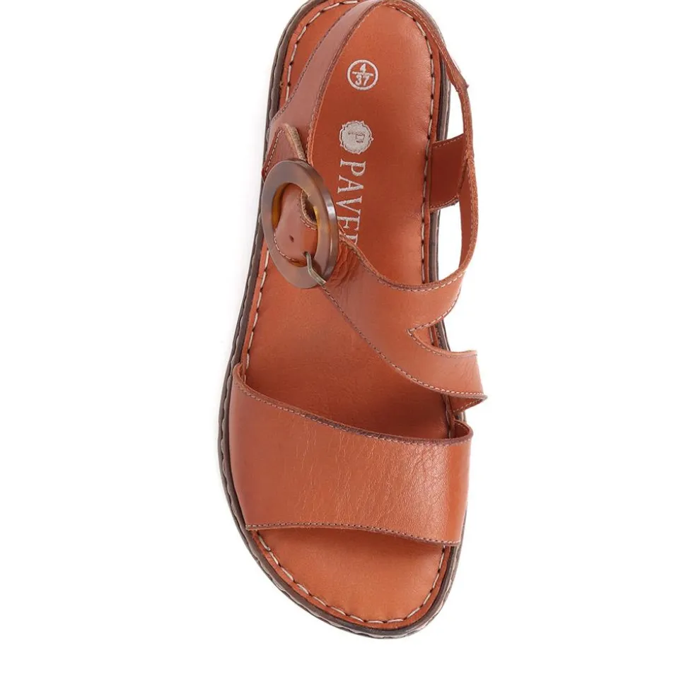 Adjustable Leather Sandals - Tan