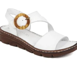 Adjustable Leather Sandals - White