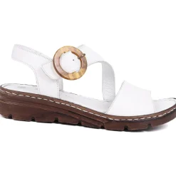 Adjustable Leather Sandals - White