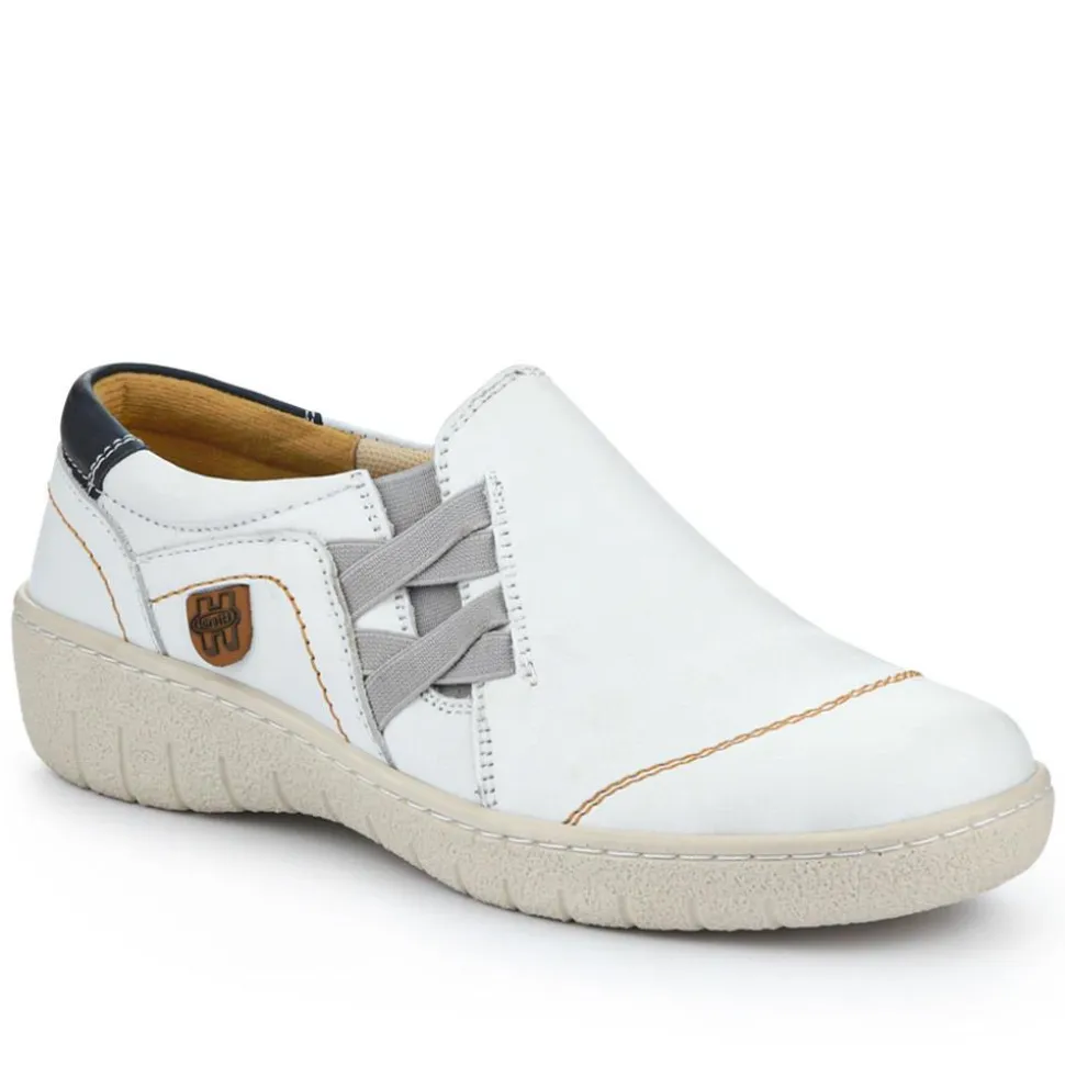 Adjustable Leather Slip-On Shoes - White