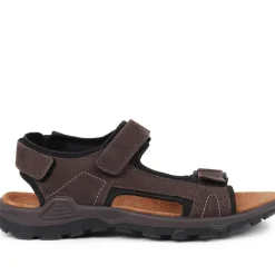 Adjustable Leather Walking Sandals - Dark Brown