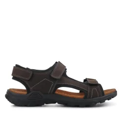 Adjustable Leather Walking Sandals - Dark Brown