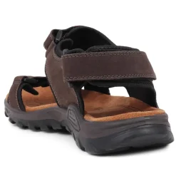 Adjustable Leather Walking Sandals - Dark Brown