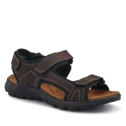 Adjustable Leather Walking Sandals - Dark Brown