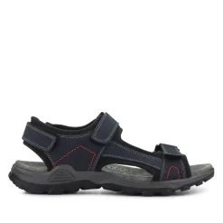 Adjustable Leather Walking Sandals - Navy