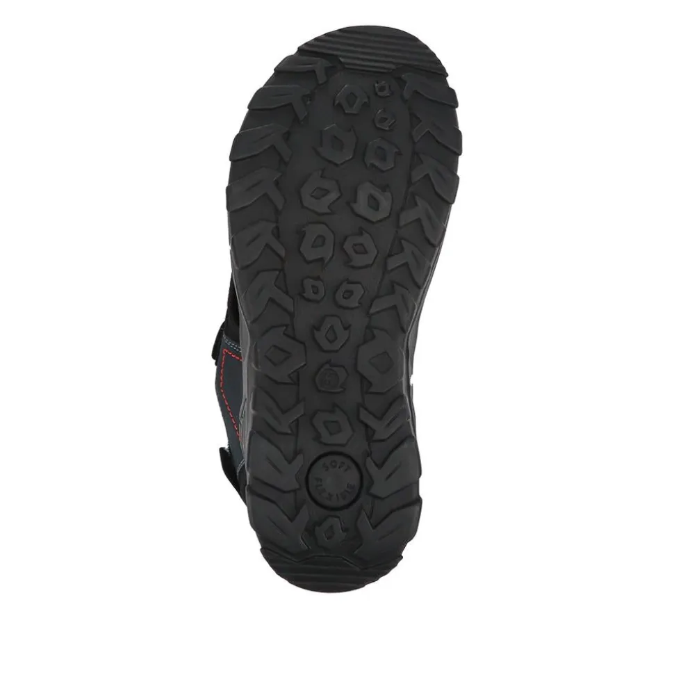 Adjustable Leather Walking Sandals - Navy
