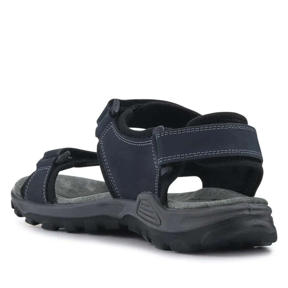 Adjustable Leather Walking Sandals - Navy