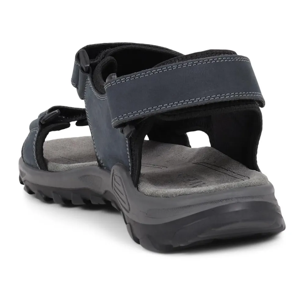 Adjustable Leather Walking Sandals - Navy