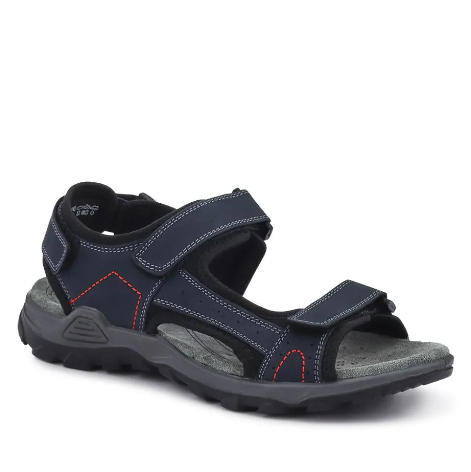 Adjustable Leather Walking Sandals - Navy
