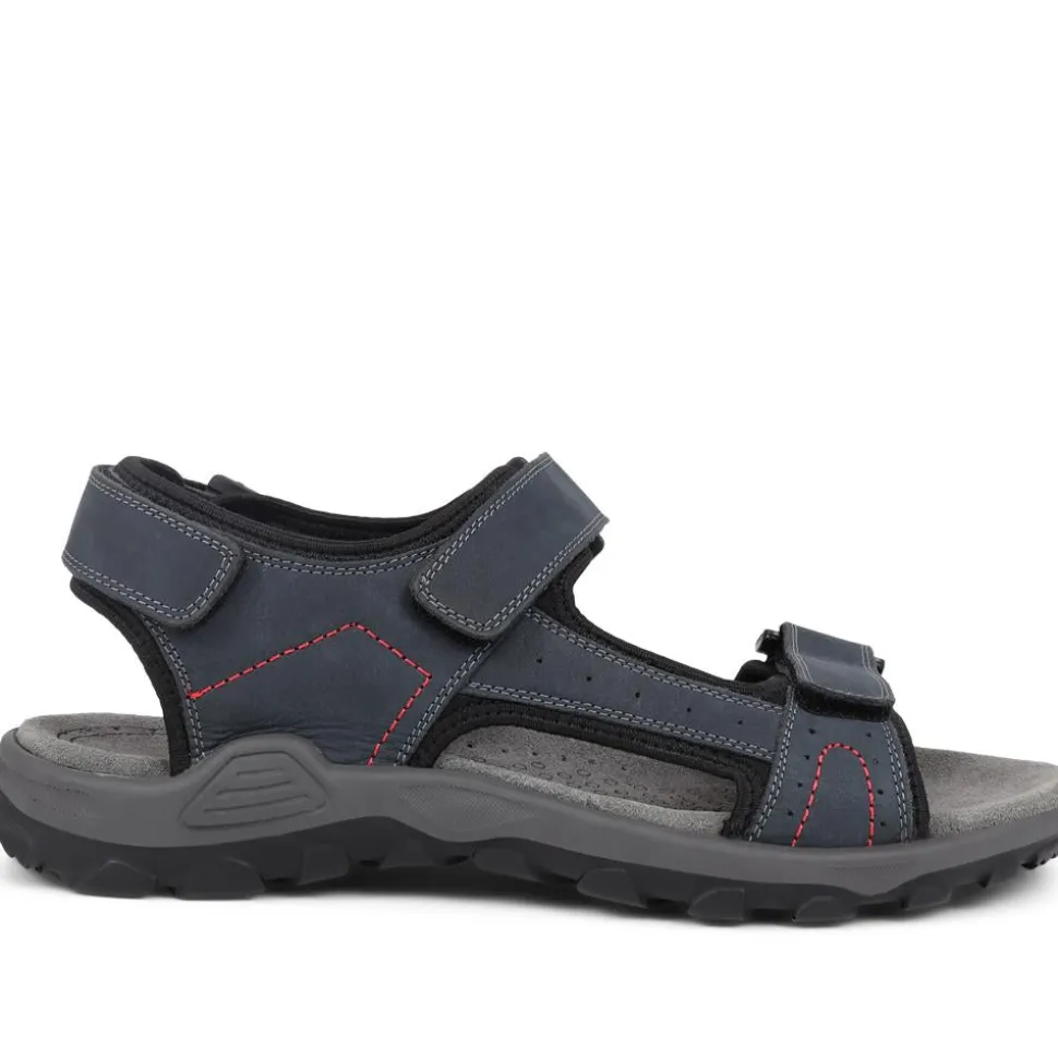 Adjustable Leather Walking Sandals - Navy