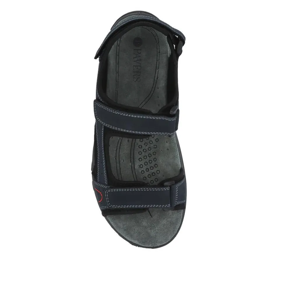 Adjustable Leather Walking Sandals - Navy